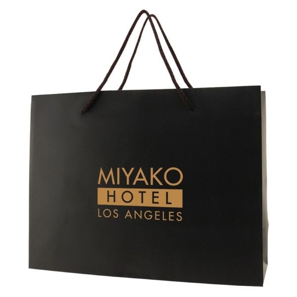 Made from 180 GSM matte laminated paper, these shopping totes feature... from ASI 75731 PWS / Pacific Western Sales/Cater Line