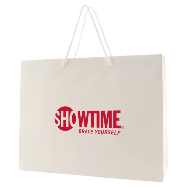 Made from 180 GSM matte laminated paper, these shopping totes feature... from ASI 75731 PWS / Pacific Western Sales/PWS
