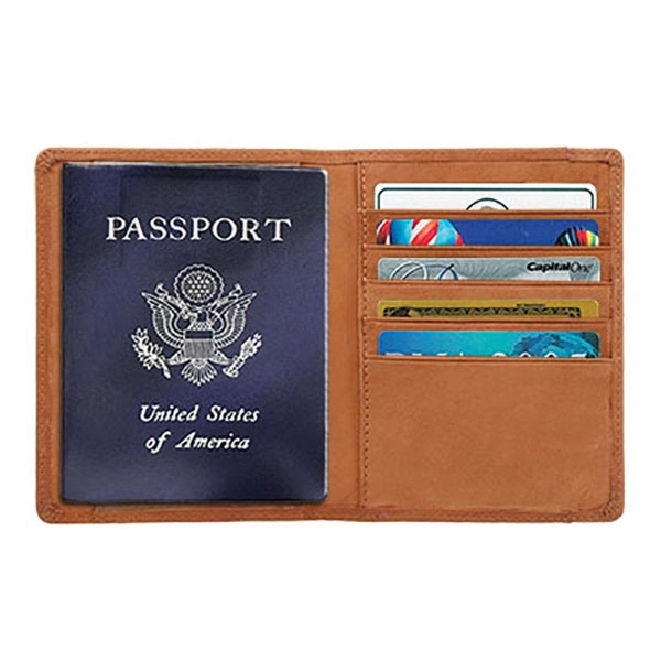 Full grain Vacqueta leather passport wallet with outside file pocket, 5... from ASI 90075 ZZ DROPPED - Sunscope / Affinity®