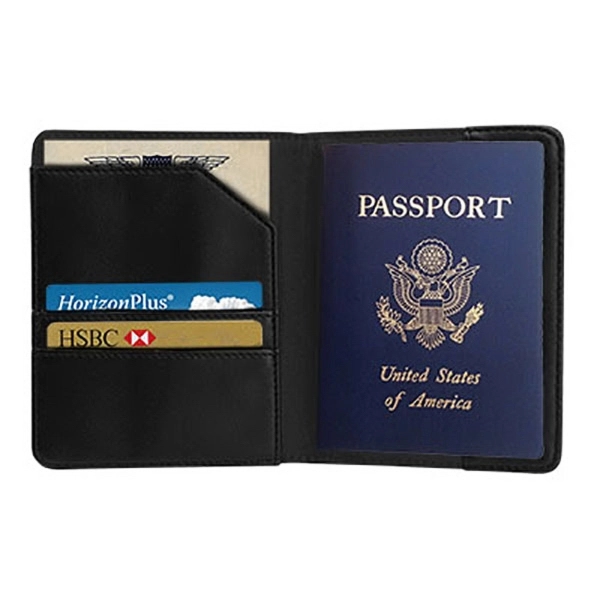 Blank leatherette passport wallet with two credit card pockets and three... from ASI 90075 ZZ DROPPED - Sunscope / Affinity®