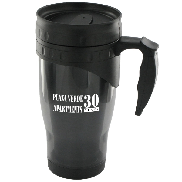 16 oz traveler travel mug. Every coffee drinker will welcome this... from ASI 46573 Cooper & Clement Inc / Inspiration by C&C Line