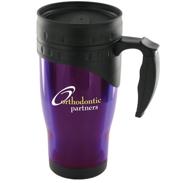 16 oz traveler travel mug. Every coffee drinker will welcome this... from ASI 46573 Cooper & Clement Inc / Inspiration by C&C Line
