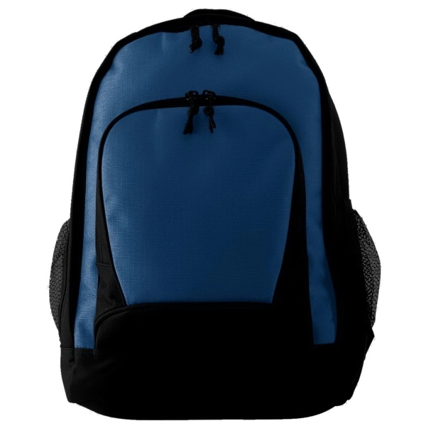 Backpack with front panels made of polyester ripstop and a zippered... from ASI 37461 Augusta Sportswear