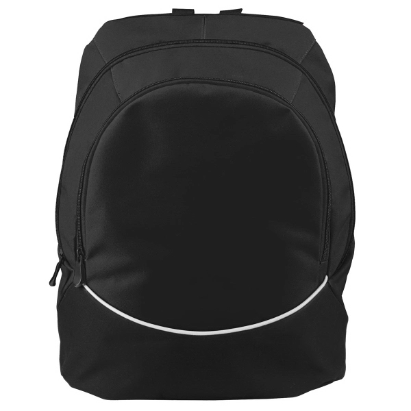 Polyester backpack with PVC coating, zippered main compartment and padded shoulder... from ASI 37461 Augusta Sportswear