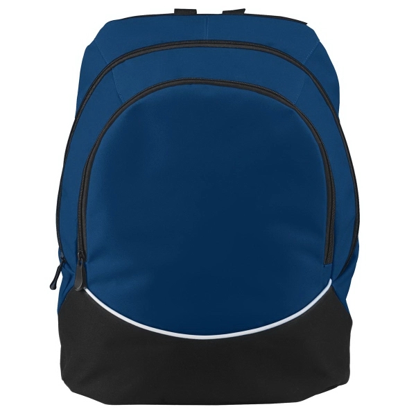 Polyester backpack with PVC coating, zippered main compartment and padded shoulder... from ASI 37461 Augusta Sportswear