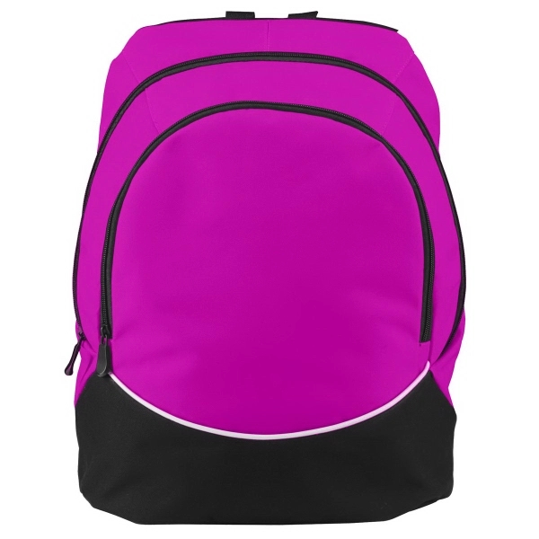 Polyester backpack with PVC coating, zippered main compartment and padded shoulder... from ASI 37461 Augusta Sportswear