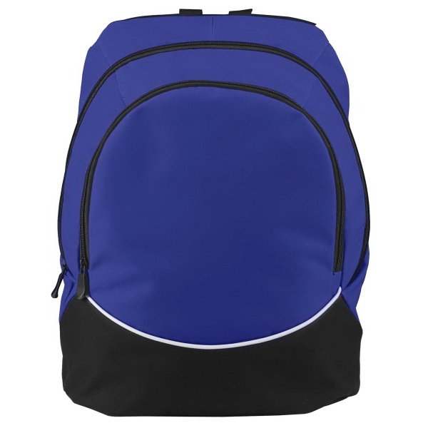 Polyester backpack with PVC coating, zippered main compartment and padded shoulder... from ASI 37461 Augusta Sportswear