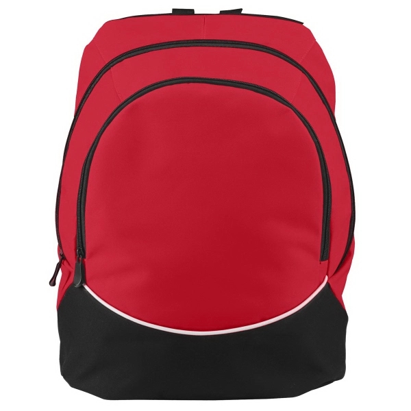 Polyester backpack with PVC coating, zippered main compartment and padded shoulder... from ASI 37461 Augusta Sportswear