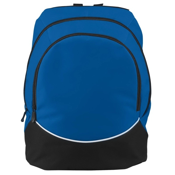 Polyester backpack with PVC coating, zippered main compartment and padded shoulder... from ASI 37461 Augusta Sportswear