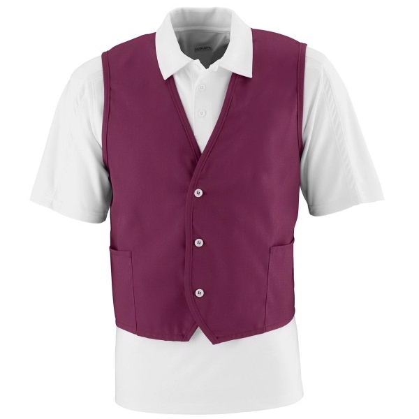Adult polyester/cotton twill vest with three-button front closure that's sold blank.... from ASI 37461 Augusta Sportswear