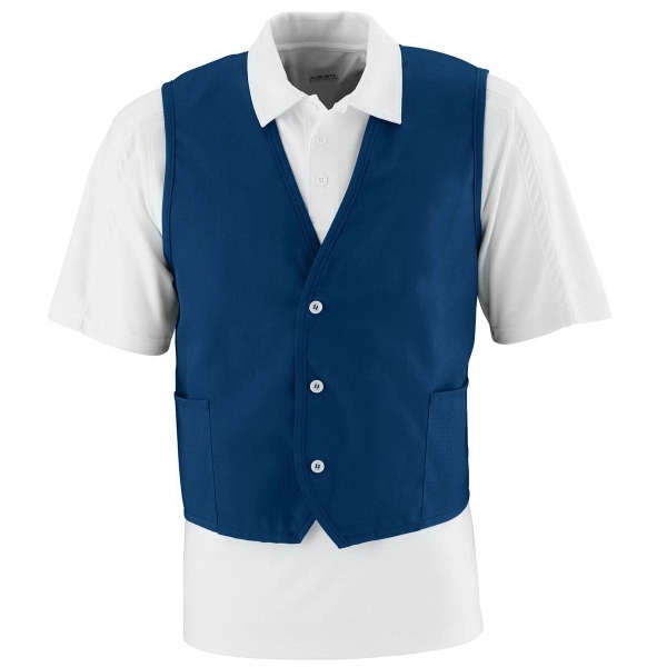 Adult polyester/cotton twill vest with three-button front closure that's sold blank.... from ASI 37461 Augusta Sportswear