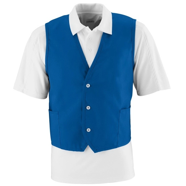 Adult polyester/cotton twill vest with three-button front closure that's sold blank.... from ASI 37461 Augusta Sportswear
