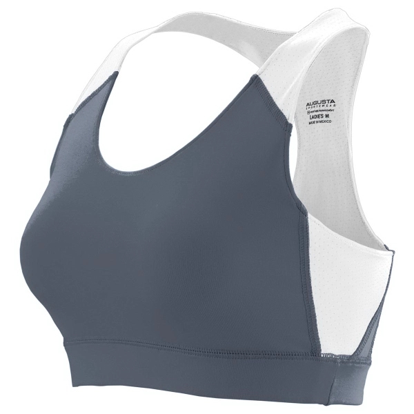 Sports bra with racerback styling and contrasting moisture-wicking pinhole mesh back... from ASI 37461 Augusta Sportswear