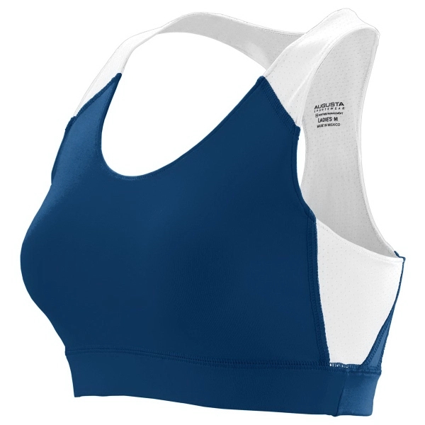 Sports bra with racerback styling and contrasting moisture-wicking pinhole mesh back... from ASI 37461 Augusta Sportswear
