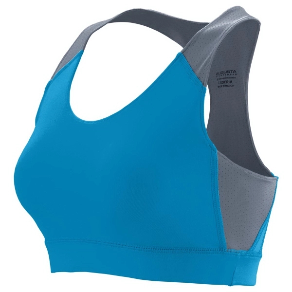 Sports bra with racerback styling and contrasting moisture-wicking pinhole mesh back... from ASI 37461 Augusta Sportswear