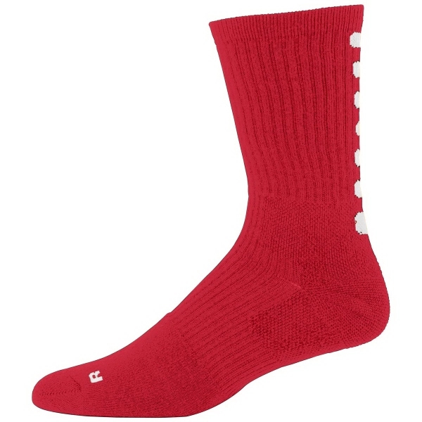 Intermediate size, calf-length color-block crew sock with contrast color stripe on... from ASI 37461 Augusta Sportswear