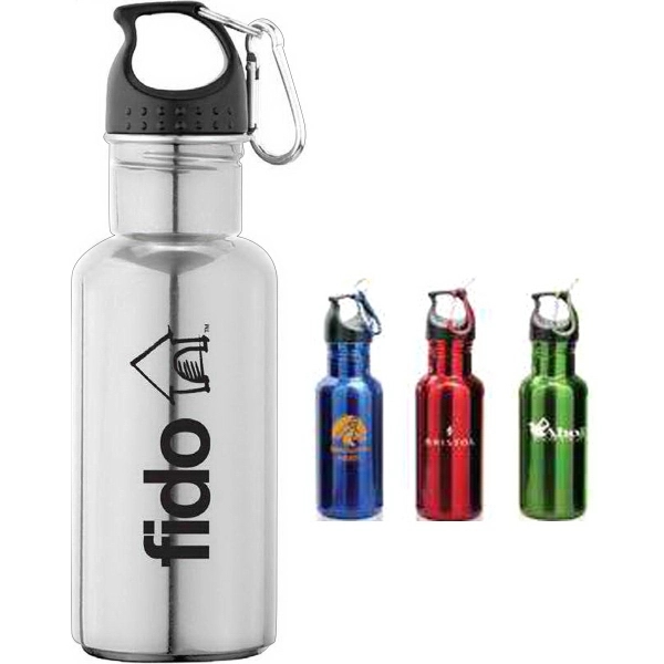 Stainless steel water bottle with carabiner.... from ASI 31518 ADNART / Ad-N-Art
