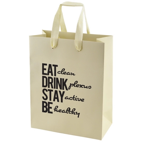 Made from 180 GSM non-laminated white kraft paper, these shopping totes... from ASI 75731 PWS / Pacific Western Sales/Cater Line