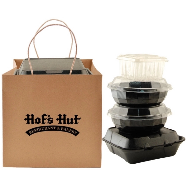 Wide Gusset Takeout Bags are made from 120 GSM natural kraft... from ASI 75731 PWS / Pacific Western Sales/Cater Line