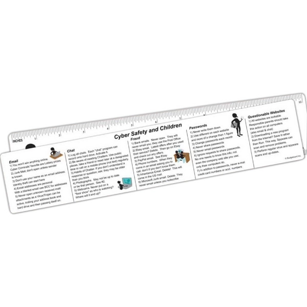 Essential Cyber Safety tips on a convenient ruler.... from ASI 42393 Budgetcard Inc