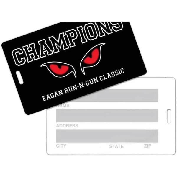 Large luggage tag made of plastic with a stock write-on back.... from ASI 42393 Budgetcard Inc