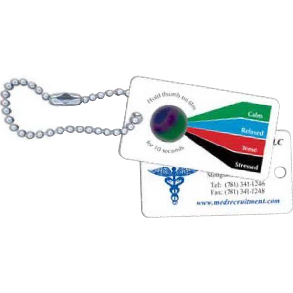 Stress key tag made of white plastic featuring a stress crystal.... from ASI 42393 Budgetcard Inc