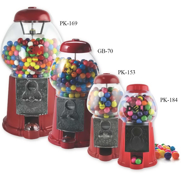 8 1/2" Plastic Gumball Machine with gum. Take a trip down... from ASI 44900 NC Custom (CI/Lanco) / Chocolate Inn/Taylor & Grant