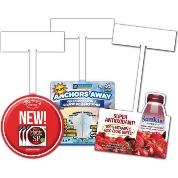 Grab your customer's attention with Shelf Danglers!... from ASI 42393 Budgetcard Inc