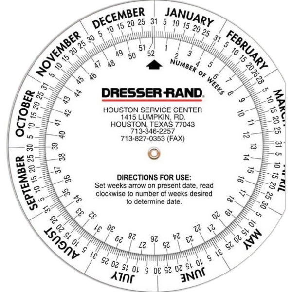 Large date calculator double wheel dial chart for scheduling.... from ASI 42393 Budgetcard Inc