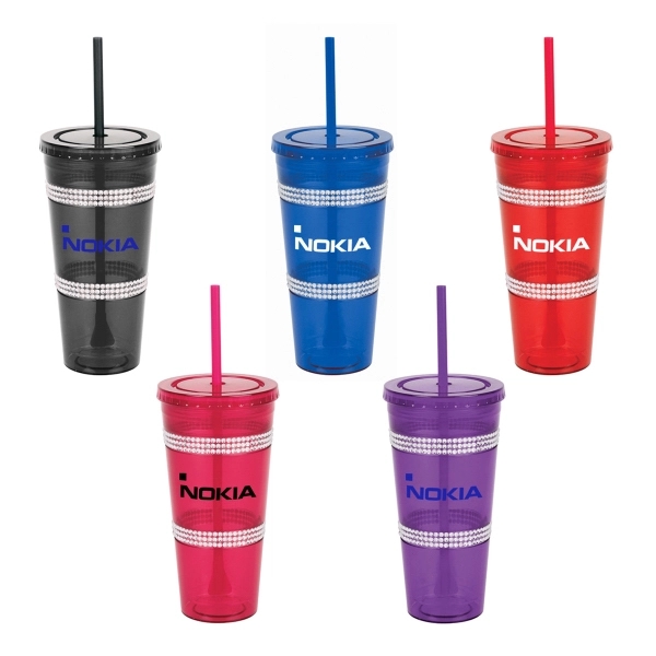16 oz double wall acrylic plastic tumbler features two bands of... from ASI 40544 Binaco / Binaline