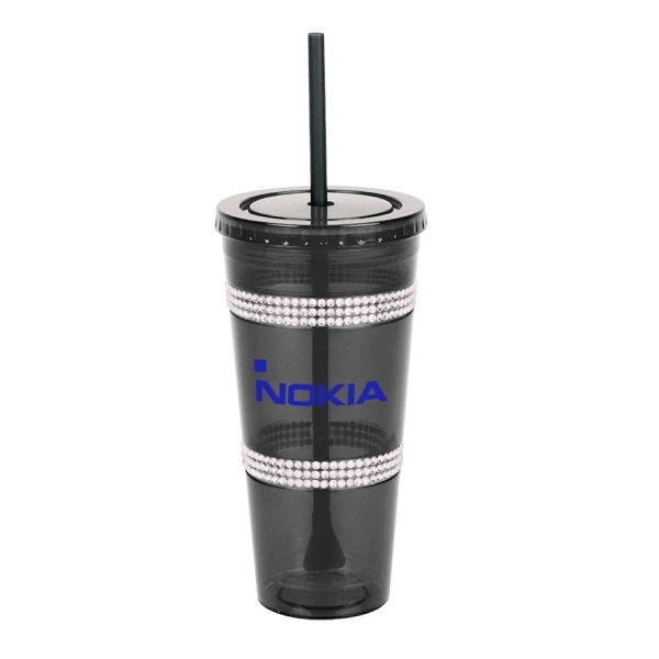 16 oz double wall acrylic plastic tumbler features two bands of... from ASI 40544 Binaco / Binaline