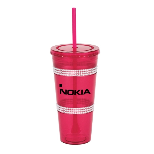 16 oz double wall acrylic plastic tumbler features two bands of... from ASI 40544 Binaco / Binaline