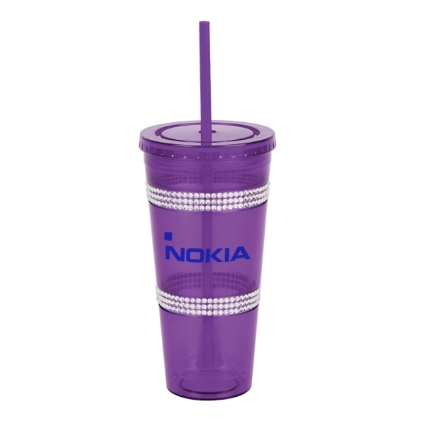 16 oz double wall acrylic plastic tumbler features two bands of... from ASI 40544 Binaco / Binaline