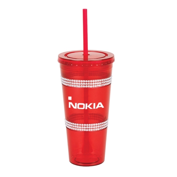 16 oz double wall acrylic plastic tumbler features two bands of... from ASI 40544 Binaco / Binaline