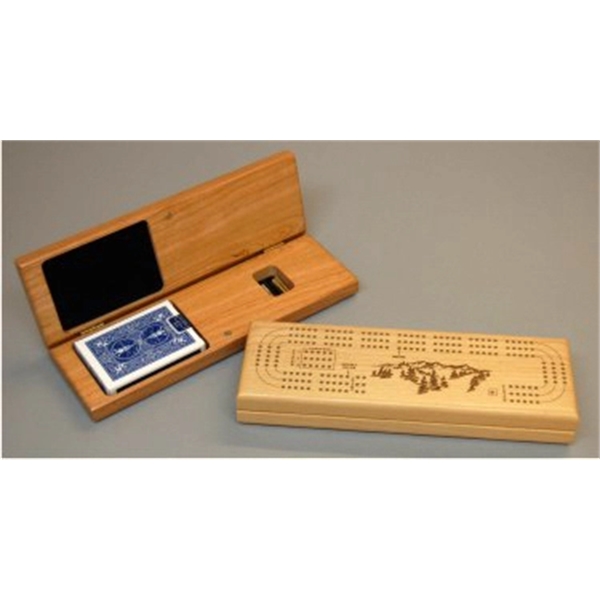 Wooden, 3 1/2" x 10 3/4" cribbage board with pieces is... from ASI 92531 Unique Custom Products / UCP