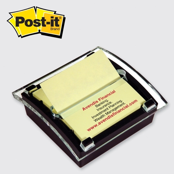 Pop-up note dispenser with a black base, crystal clear top and... from ASI 91240 3M/Promotional Markets Dept