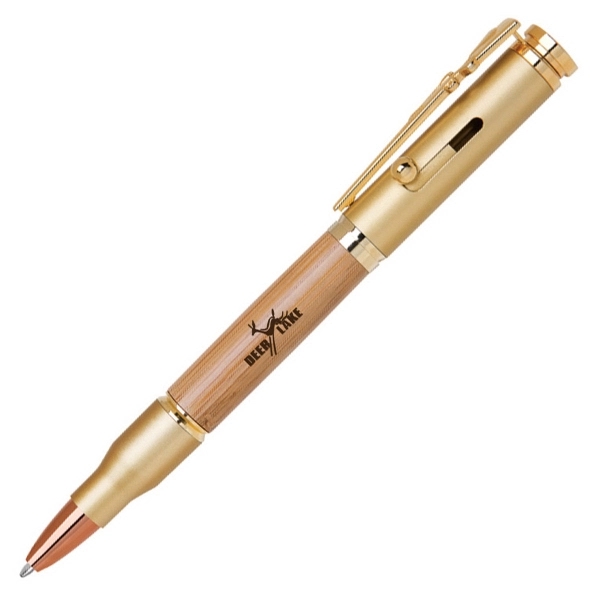 Bullet shape brass bolt action ballpoint pen with a rifle style... from ASI 40544 Binaco