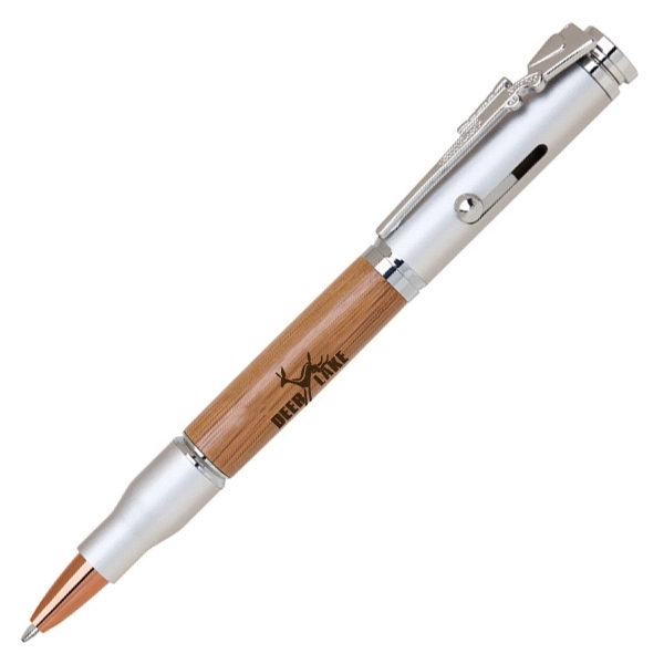 Bullet shape brass bolt action ballpoint pen with a rifle style... from ASI 40544 Binaco