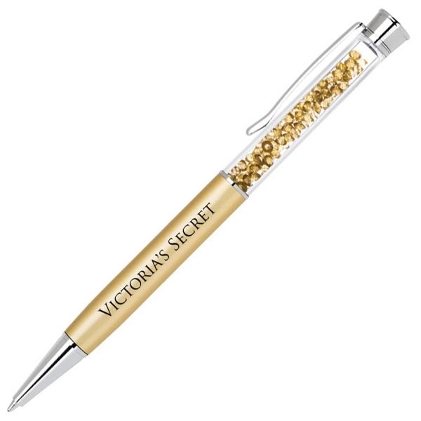 Elegant brass twist action ballpoint pen with matching crystals inside a... from ASI 40544 Binaco