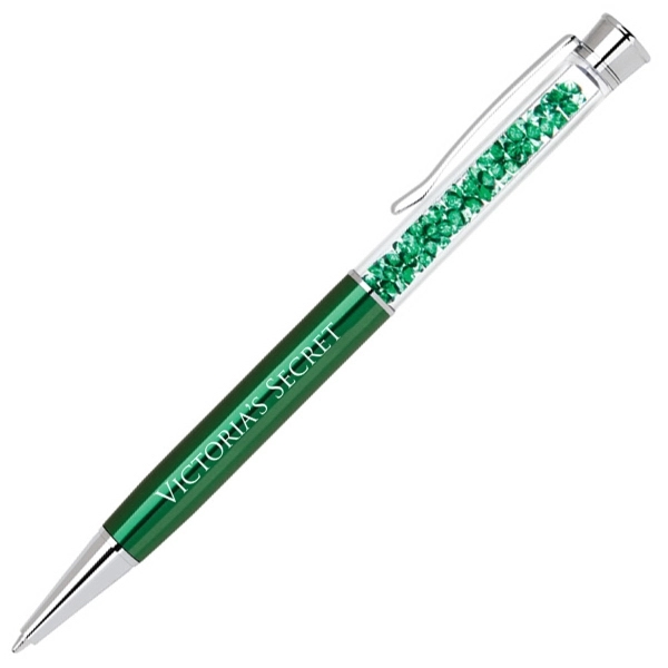 Elegant brass twist action ballpoint pen with matching crystals inside a... from ASI 40544 Binaco