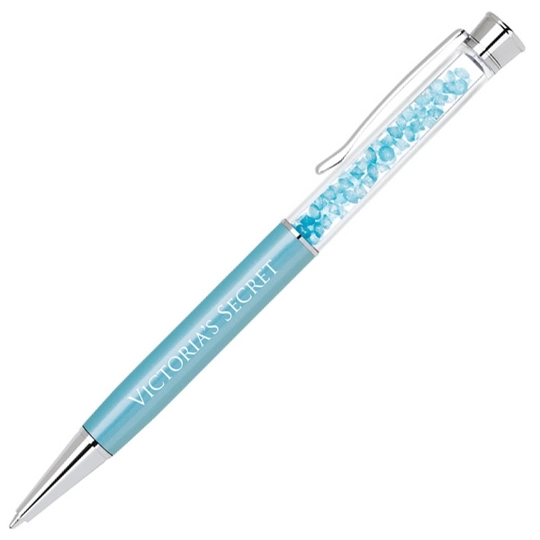 Elegant brass twist action ballpoint pen with matching crystals inside a... from ASI 40544 Binaco
