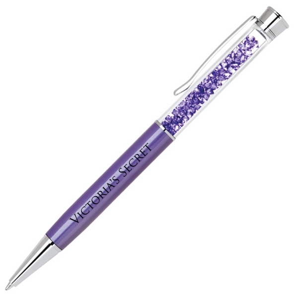 Elegant brass twist action ballpoint pen with matching crystals inside a... from ASI 40544 Binaco
