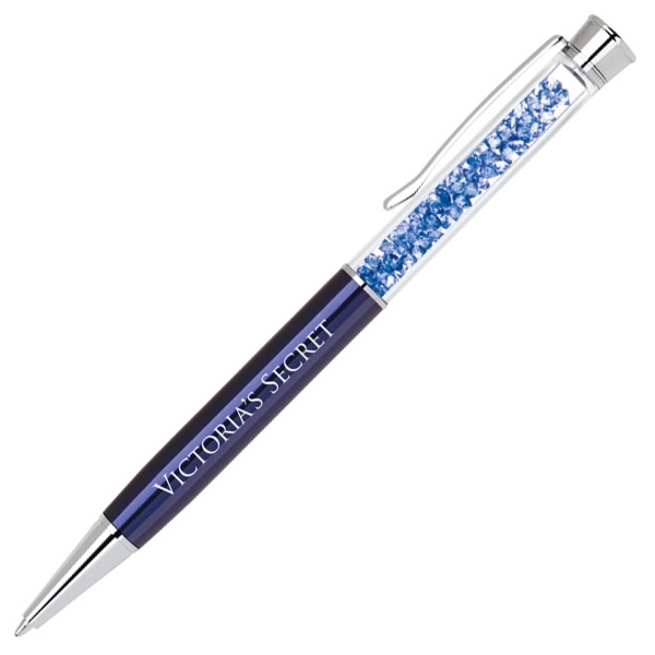 Elegant brass twist action ballpoint pen with matching crystals inside a... from ASI 40544 Binaco