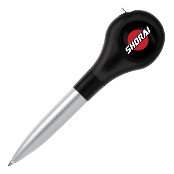 Plastic 2 in 1 retractable measuring tape pen with pocket clip.... from ASI 40544 Binaco
