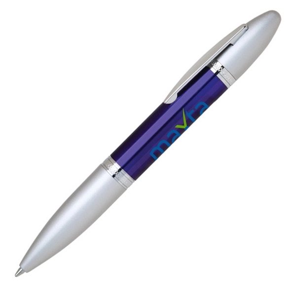 Stainless steel twist action ballpoint pen with translucent color barrel.... from ASI 40544 Binaco