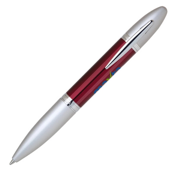 Stainless steel twist action ballpoint pen with translucent color barrel.... from ASI 40544 Binaco