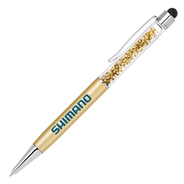 Elegant brass twist action ballpoint stylus pen with matching crystals inside... from ASI 40544 Binaco