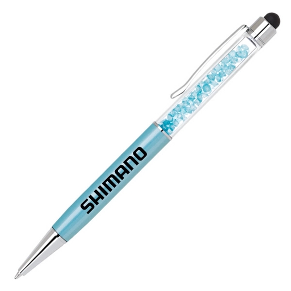 Elegant brass twist action ballpoint stylus pen with matching crystals inside... from ASI 40544 Binaco