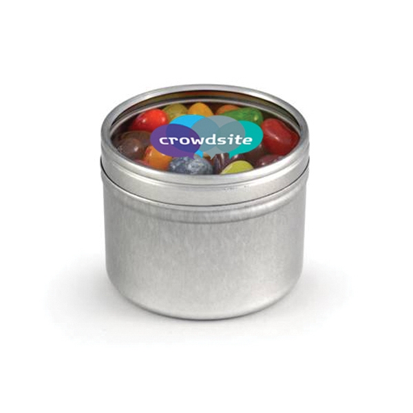 Silver round window tin with Jelly Belly (R) jelly beans.... from ASI 30270 Aakron Line / Aakron