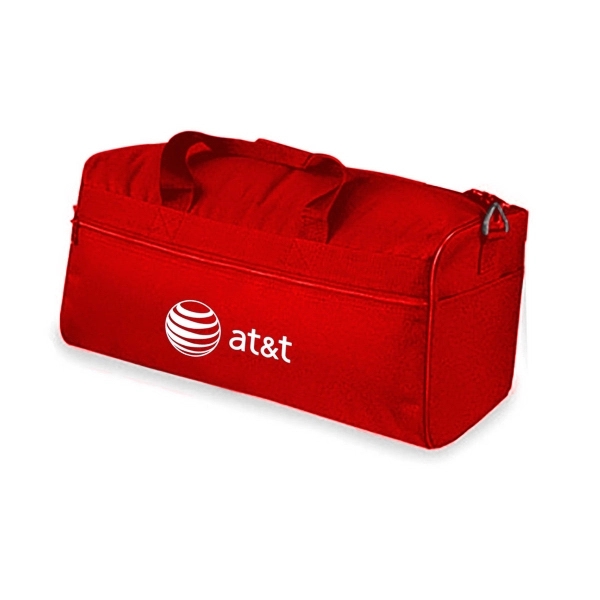 600 denier polyester gym duffel with full length front zippered pocket,... from ASI 40544 Binaco / Binaline